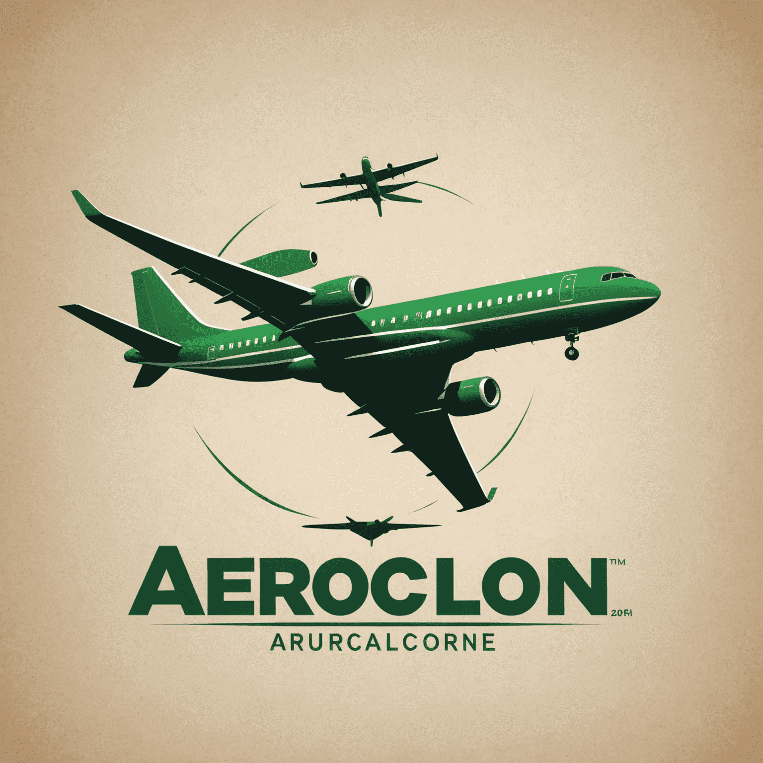 AeroClon logo - A stylized green airplane silhouette with 'AeroClon' text