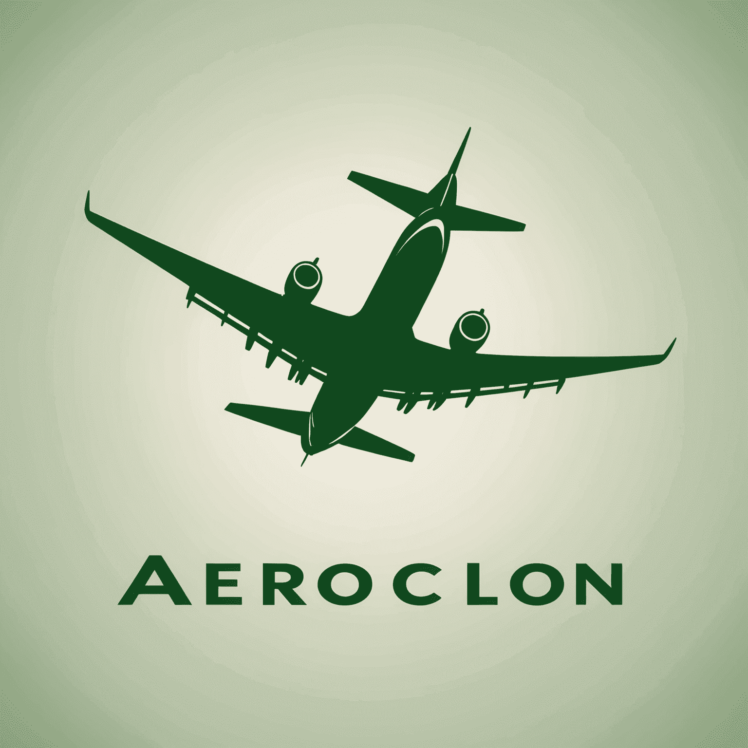 AeroClon logo - A stylized green airplane silhouette with 'AeroClon' text