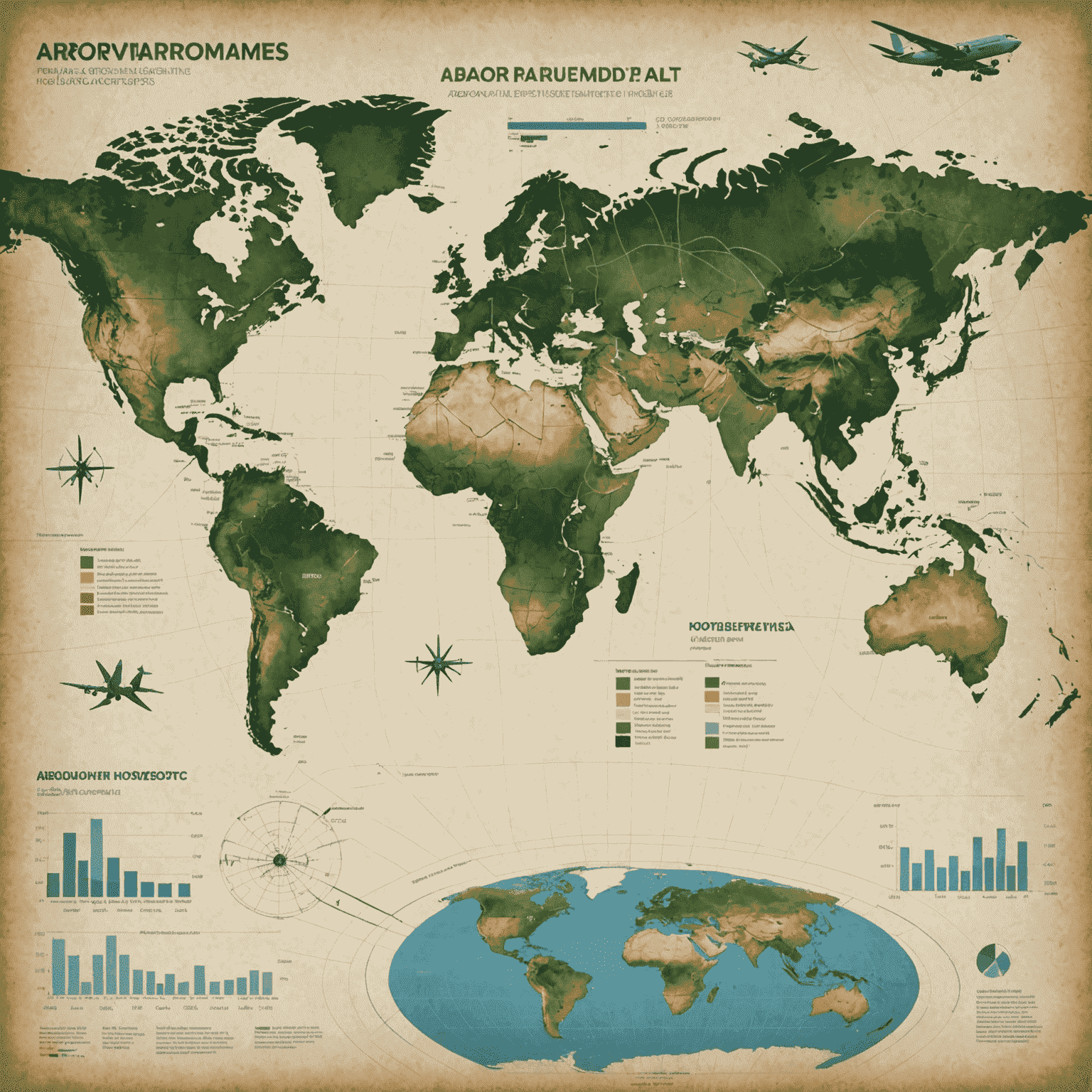 World map highlighting major aerodrome investment hotspots, with graphs and charts overlaid showing investment figures and growth trends