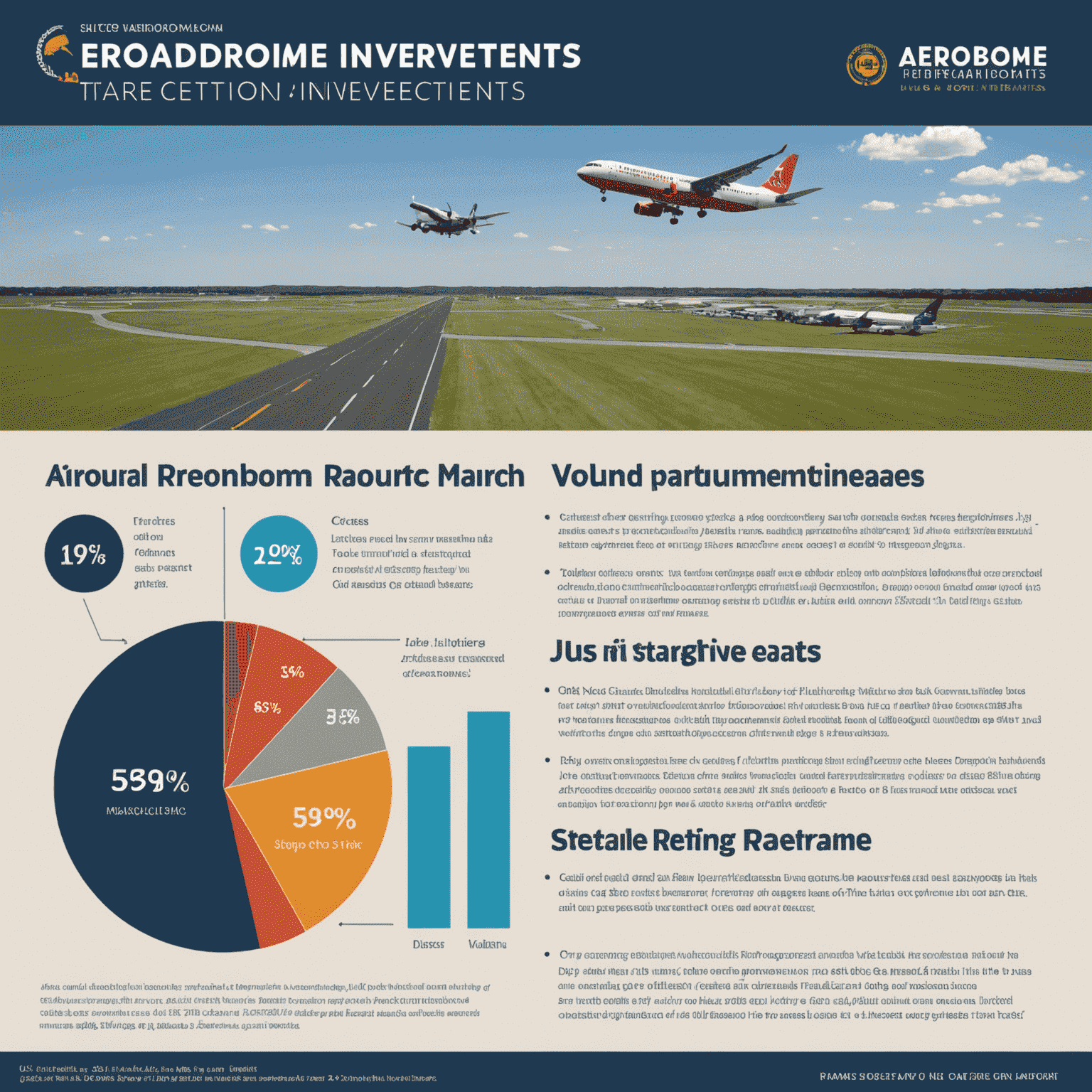 Infographic showing the economic impact of aerodrome investments, including job creation figures, tourism growth percentages, and trade volume increases